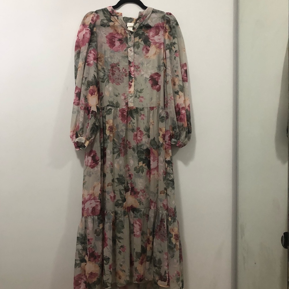 H&M Floral Half Button Dress